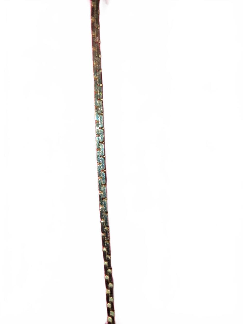 14K 585 stamped Gold Box Chain Necklace with Spring Ring Clasp - Picture 3 of 5